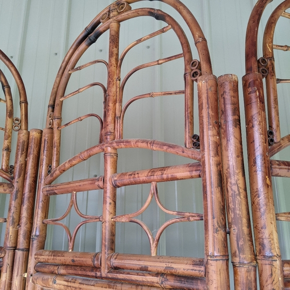 vtg 70s retro rattan bamboo screen room divider - Picture 6 of 9